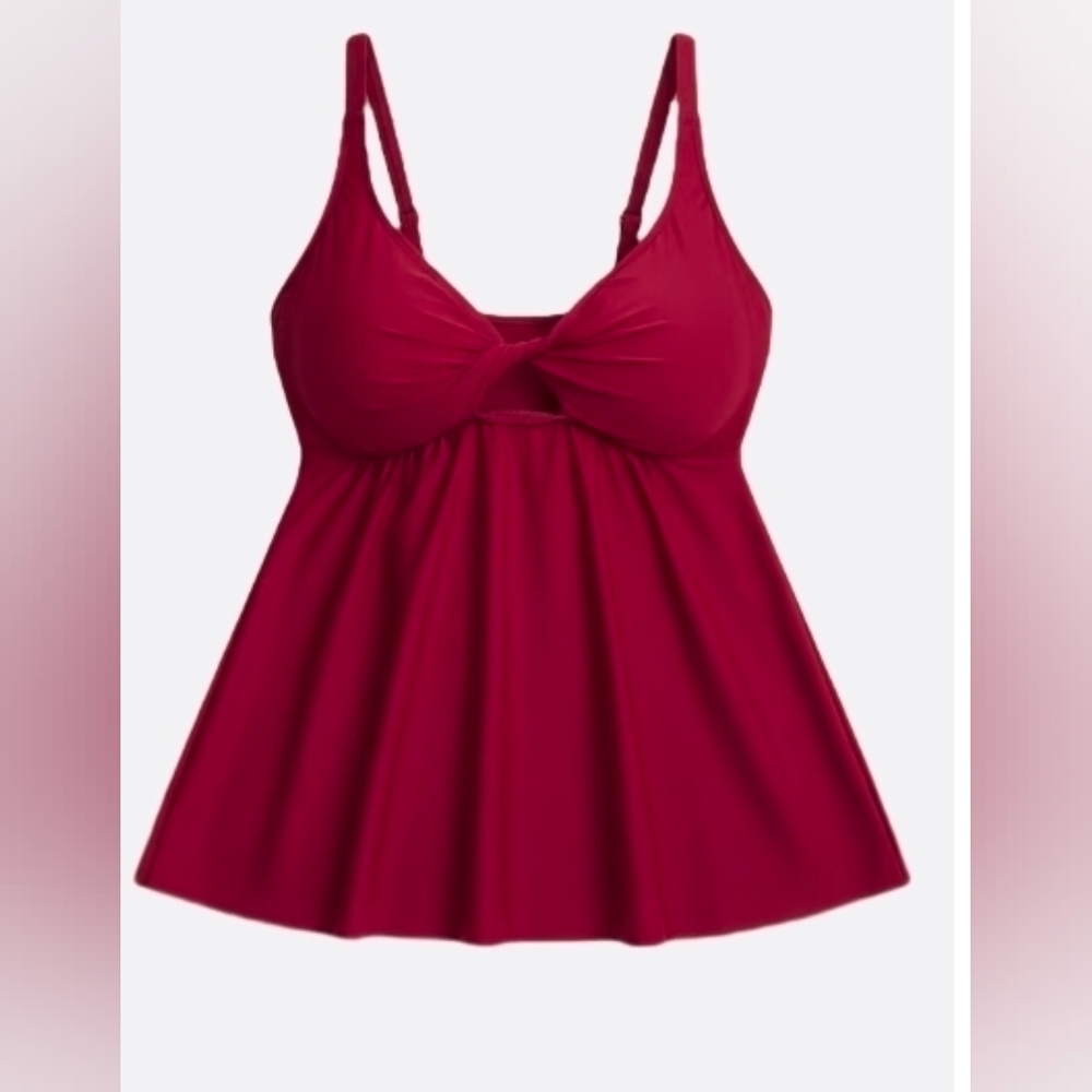 Torrid Wire Free Twist Front Tankini- Red Plum Swim, New Without Tags